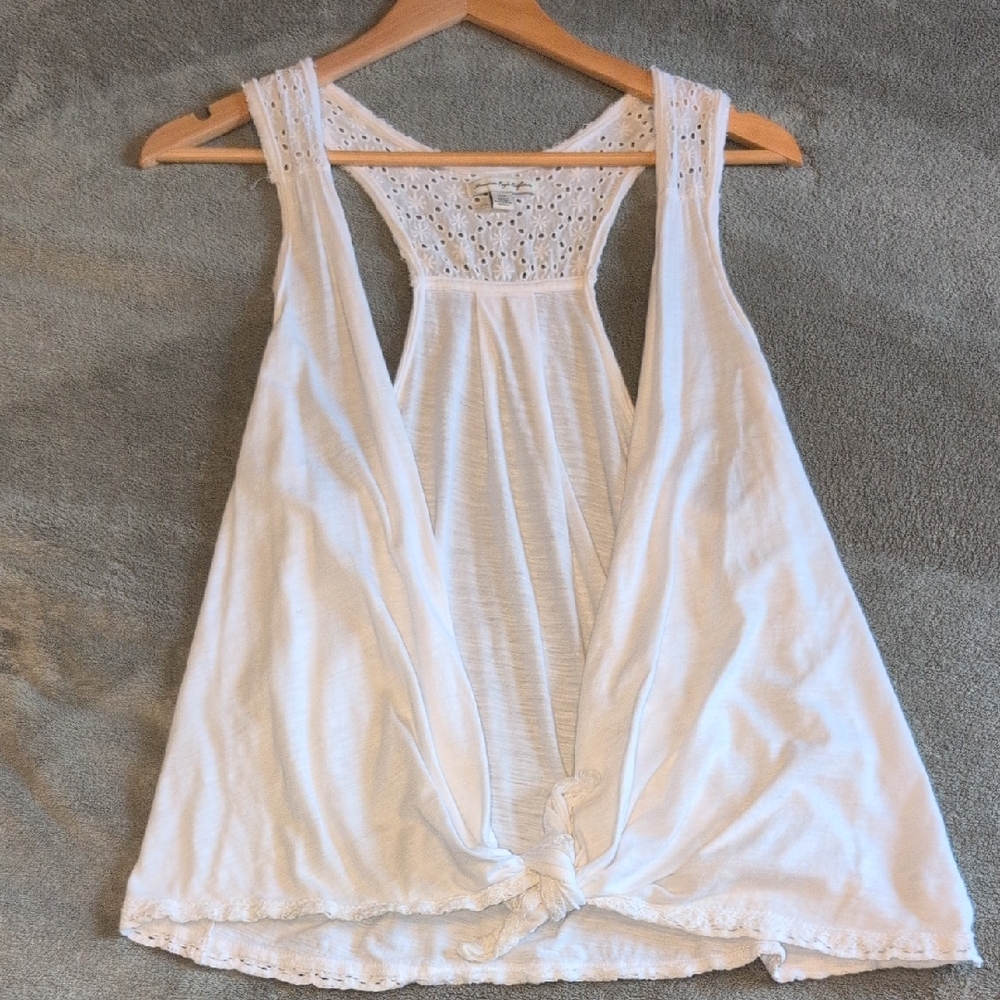 American Eagle Outfitters White Lace Detail Tank Top Wrap